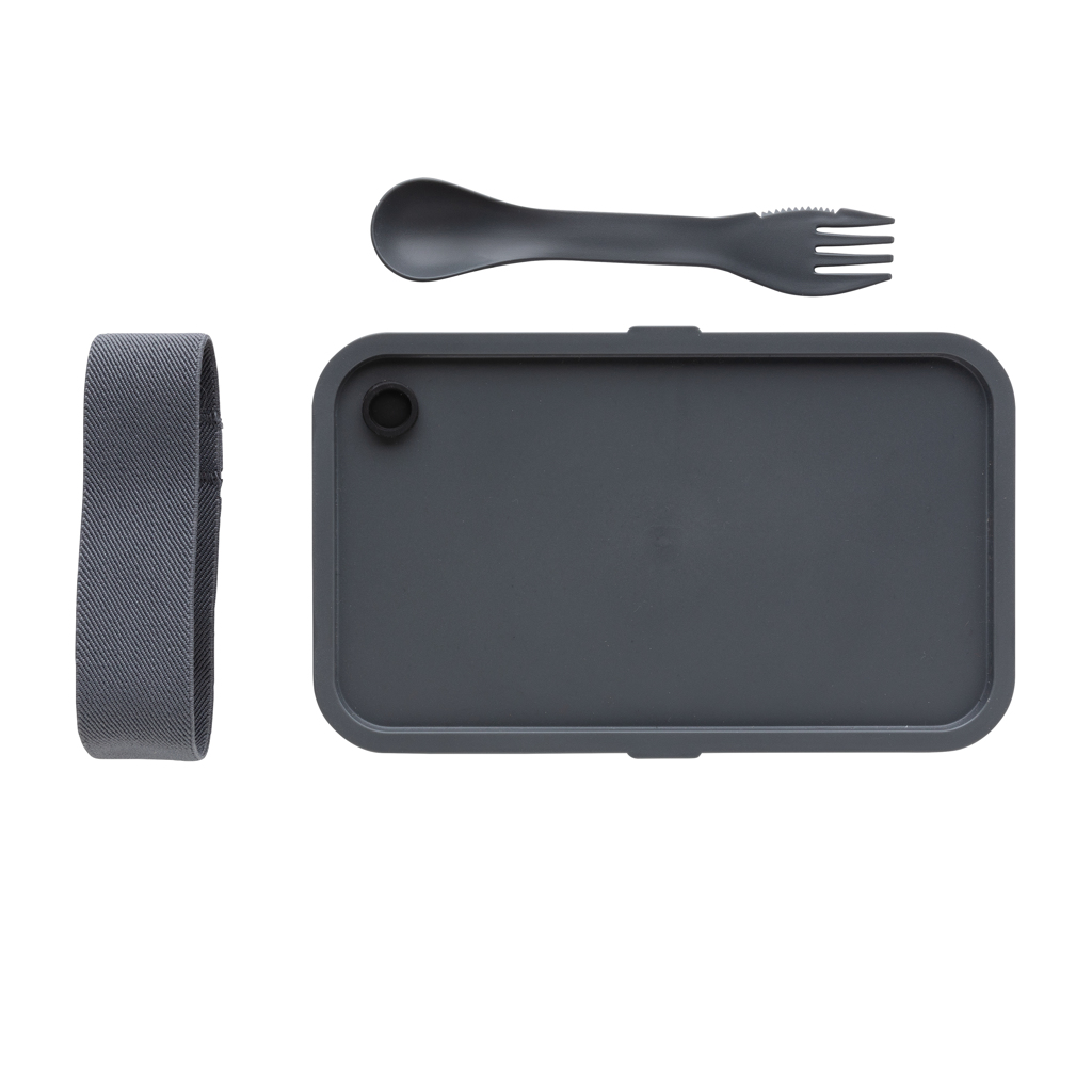 Lunchbox mit Göffel aus PP, 0,8 Liter, BPA-frei, mit Tampondruck