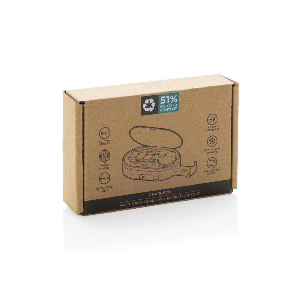Chargevix Multifunktionales 60W-Lade-Set aus RCS rPlastic, bedruckbar