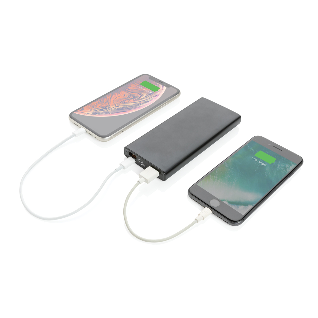 Powerbank 10.000 mAh 18W PD Aluminium, PVC-frei schwarz