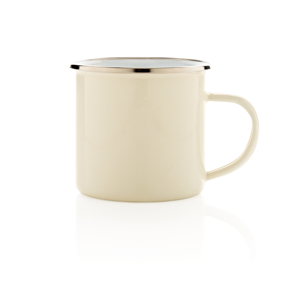 Leichter Emaille Becher 350 ml aus Kohlenstoffstahl – Weiß Leichter Emaille Becher 350 ml aus Kohlenstoffstahl – Weiß