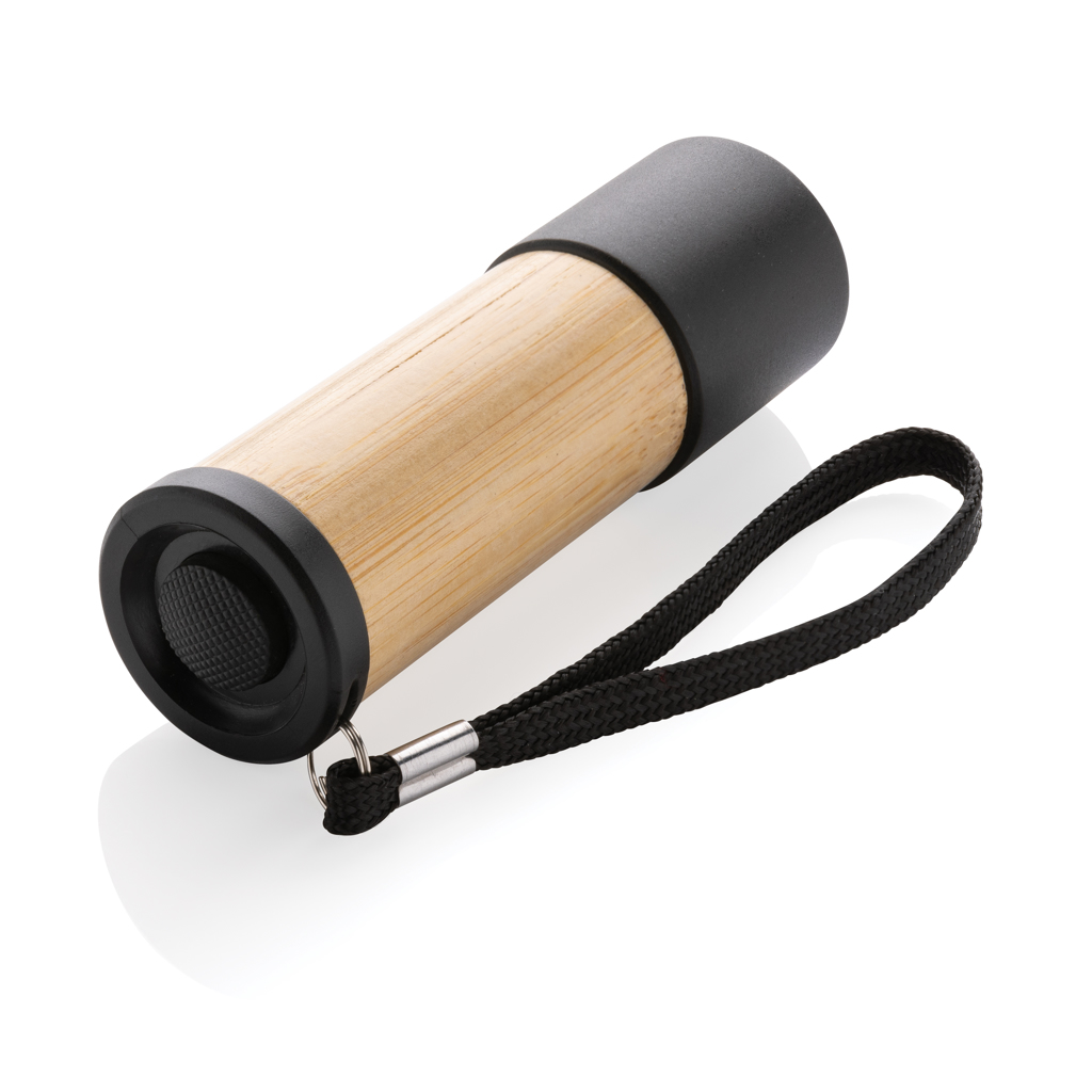 XD Collection Bambus-Taschenlampe mit recyceltem ABS, 30 Lumen, AAA-Betrieb