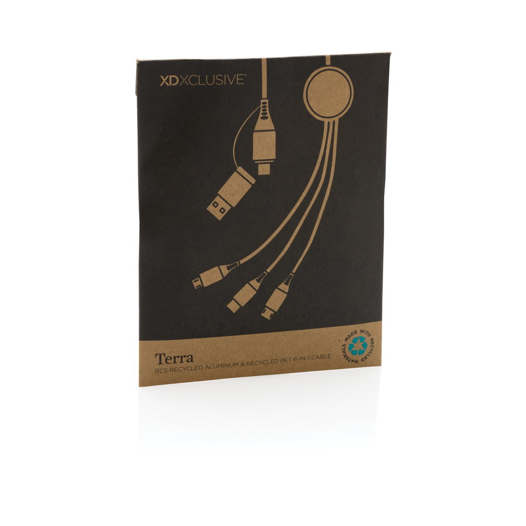 Terra 6-in-1 RCS-Aluminiumkabel 120cm – Vielseitiges Werbegeschenk mit Logo Terra 6-in-1 RCS-Aluminiumkabel 120cm – Vielseitiges Werbegeschenk mit Logo