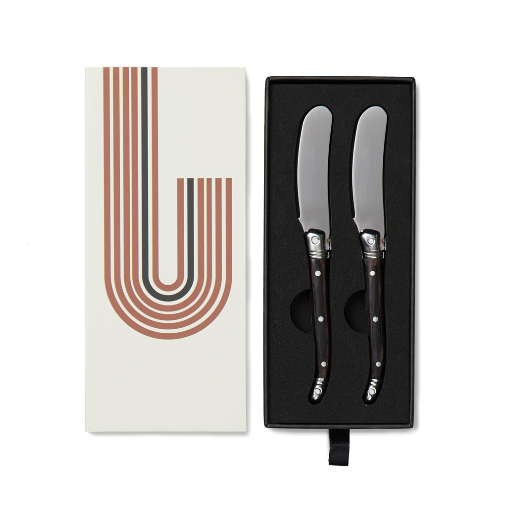 VINGA Gigaro Buttermesser 2er-Set aus Edelstahl mit Pakkaholz-Griff