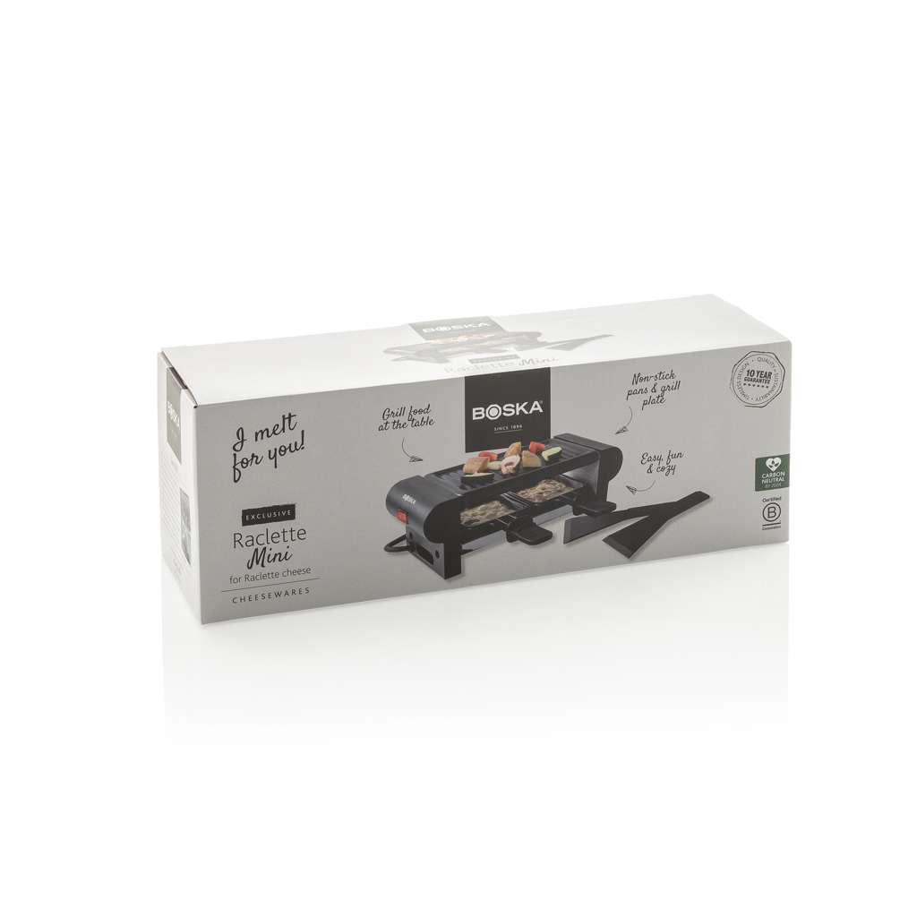 BOSKA Mini Raclette 220V Typ F für 2 Personen mit antihaftbeschichteten Pfännchen