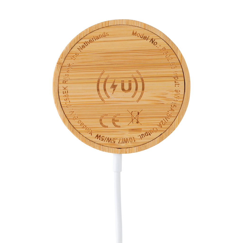 Bambus 10W Qi Wireless Magnet-Ladepad, PVC-frei – braun
