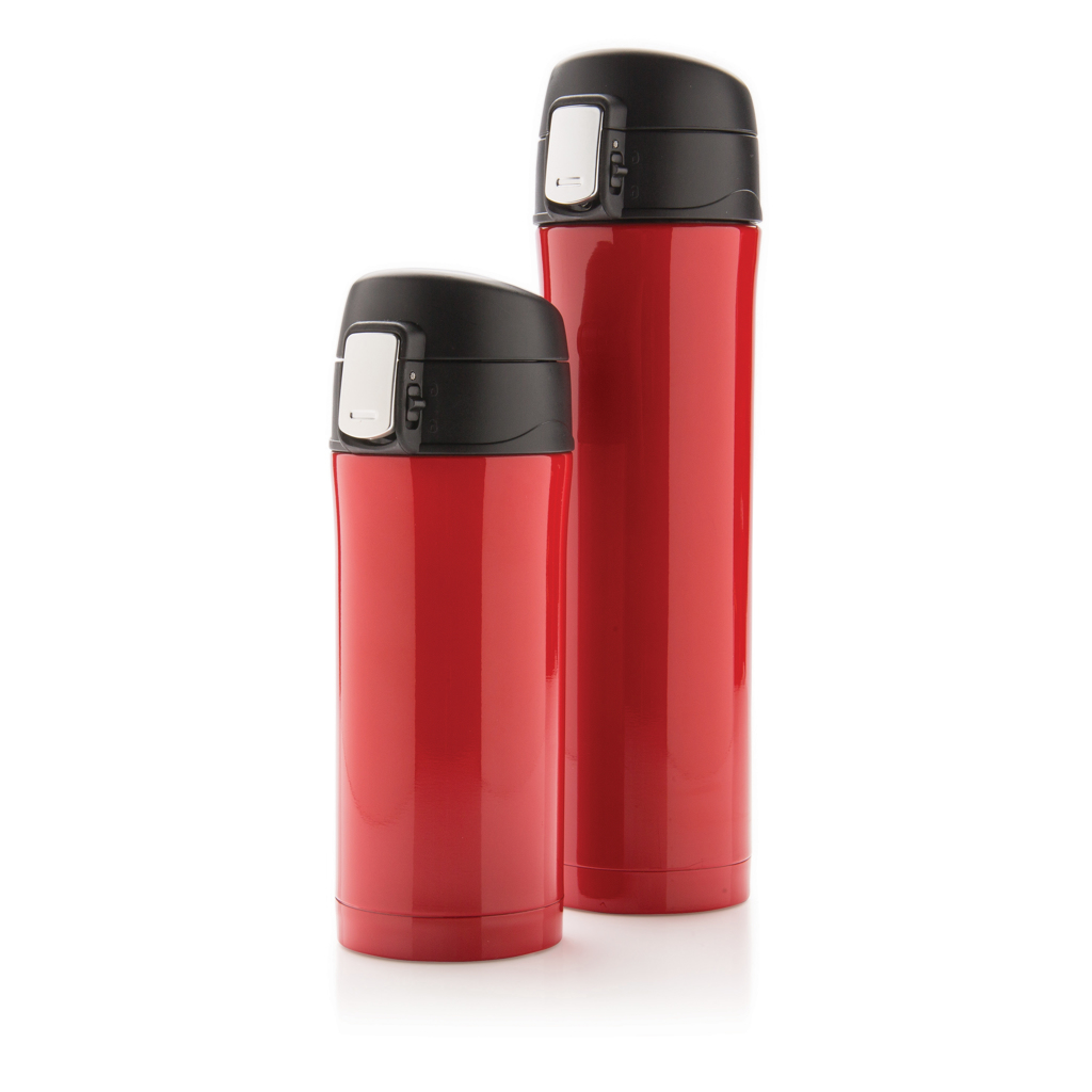XD Collection Easy Lock Vakuum-Thermosflasche 450 ml Edelstahl rot mit Logo