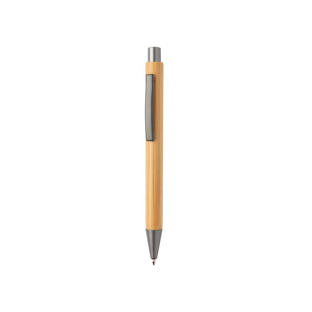 XD Collection Slim Design Bambus-Stift P610 – Click-Mechanik, Metallclip, werbedruckfähig