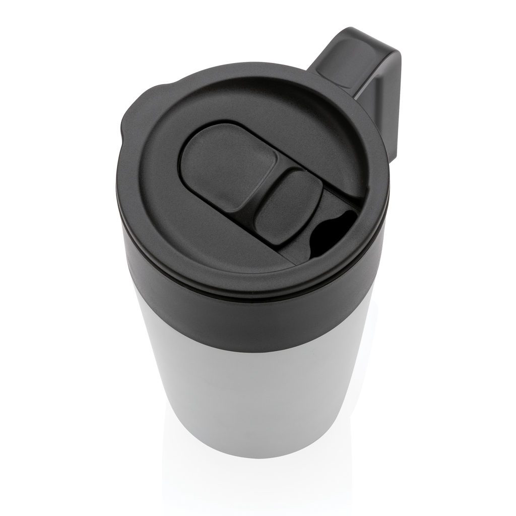 XD Collection GRS recycelter PP-Becher mit Griff 480 ml, Edelstahl, BPA-frei
