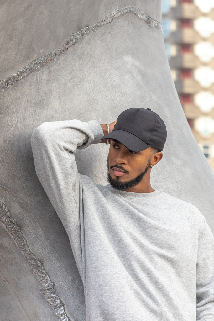 Impact 5-Panel Cap aus recyceltem Baumwoll-Polyester-Twill mit AWARE Tracer – bedruckbar