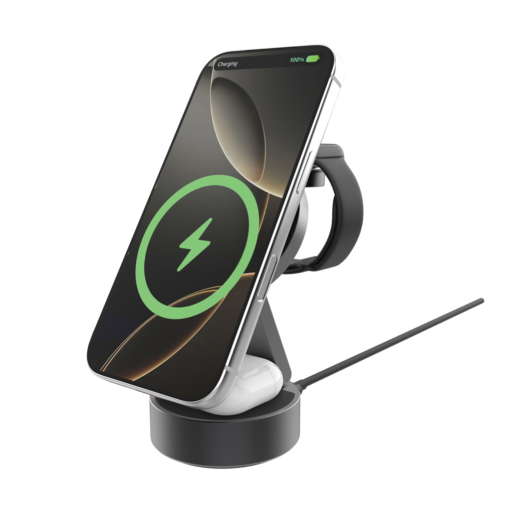 XD Xclusive Quantum kabelloses 3-in-1-Ladegerät 25 W mit Logo