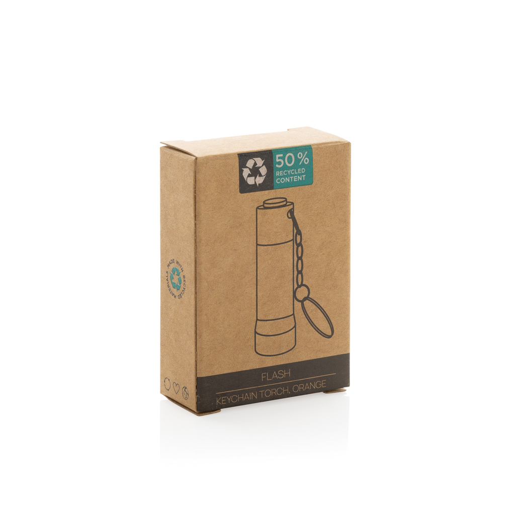 Flash 3-LED-Schlüsselanhänger-Taschenlampe aus RCS-zertifiziertem Recycling-Aluminium Flash 3-LED-Schlüsselanhänger-Taschenlampe aus RCS-zertifiziertem Recycling-Aluminium