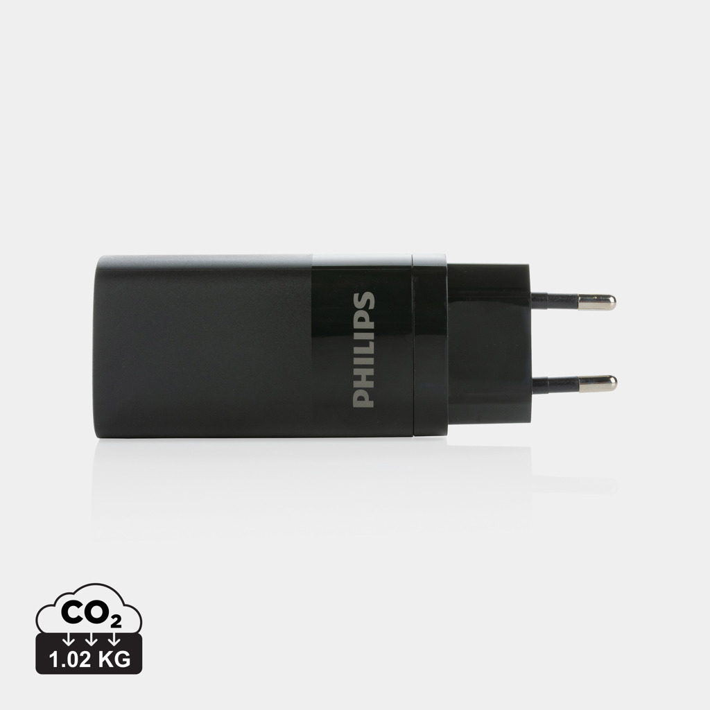 Philips GaN 65W PD 3-Port USB-C Wandladegerät Schwarz Philips GaN 65W PD 3-Port USB-C Wandladegerät Schwarz