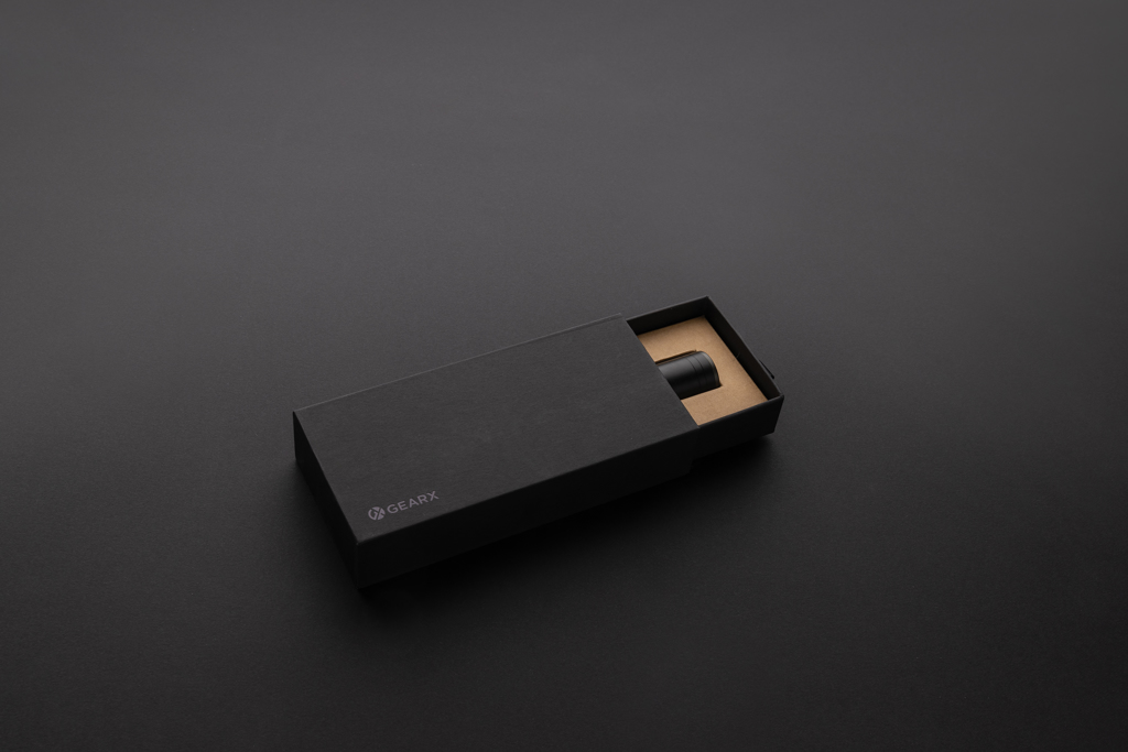 Gear X Taschenlampe P513.90 aus RCS-recyceltem Aluminium, USB-Akku, mit Logo bedruckbar