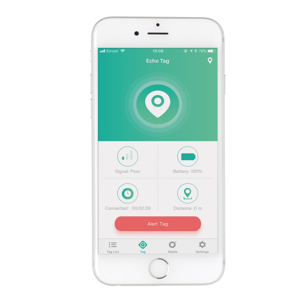 Bluetooth Schlüssel-Tracker mit App, Wechselbatterie – weiß