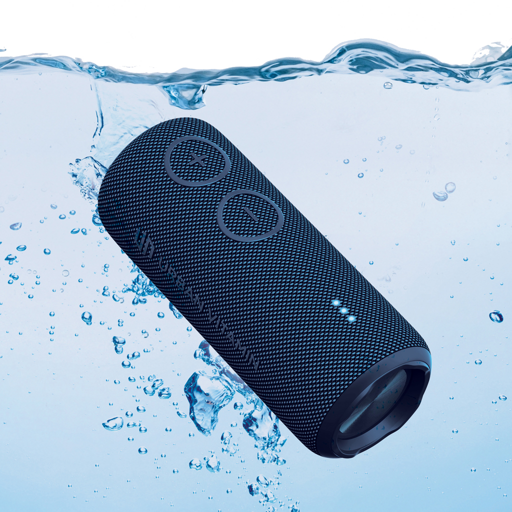 Urban Vitamin Pacific Grove 30W IPX7 Bluetooth-Speaker aus RCS-Recyclingmaterial mit Lasergravur Urban Vitamin Pacific Grove 30W IPX7 Bluetooth-Speaker aus RCS-Recyclingmaterial mit Lasergravur