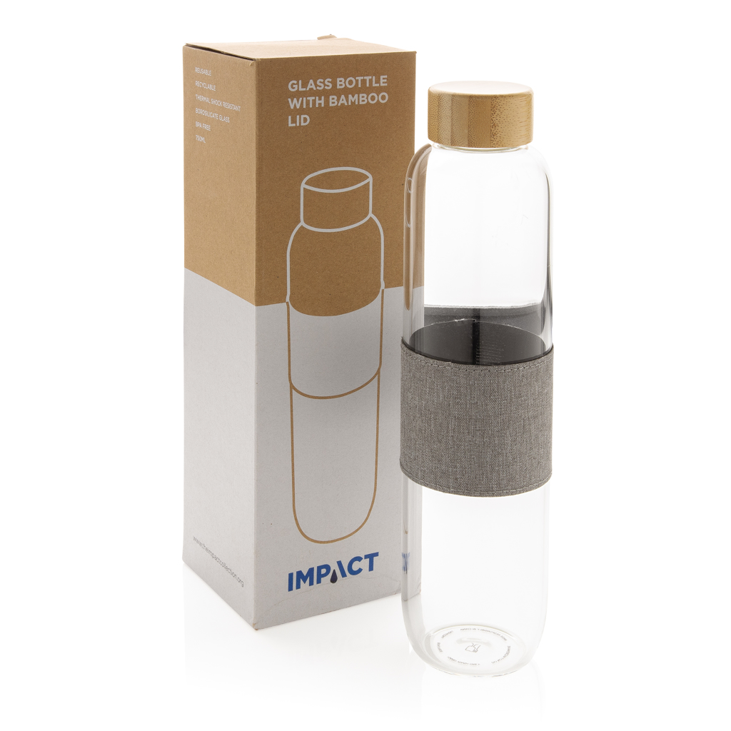 XD Collection Impact Borosilikat-Glasflasche 750 ml mit Bambusdeckel