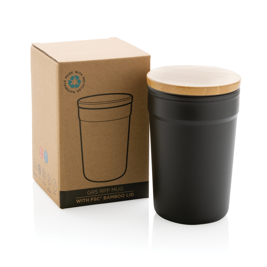 Becher PURE, weiß – Elegantes Event-Geschenk mit Bambusdeckel Becher PURE, weiß – Elegantes Event-Geschenk mit Bambusdeckel