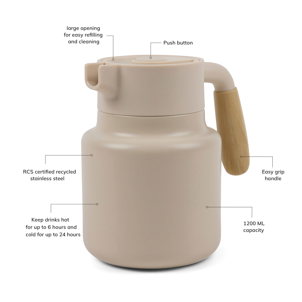 VINGA Arbe RCS Isolierkanne 1200 ml aus recyceltem Edelstahl – mit Lasergravur oder Tampondruck VINGA Arbe RCS Isolierkanne 1200 ml aus recyceltem Edelstahl – mit Lasergravur oder Tampondruck