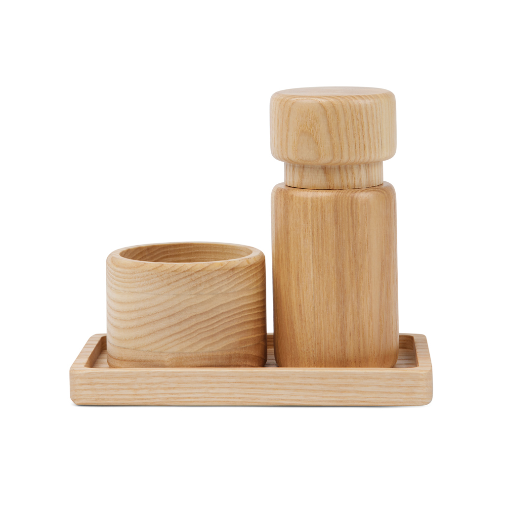VINGA Retro Salz- und Pfeffermühlen-Set aus FSC-Eschenholz mit Tablett, mit Logo veredelbar VINGA Retro Salz- und Pfeffermühlen-Set aus FSC-Eschenholz mit Tablett, mit Logo veredelbar
