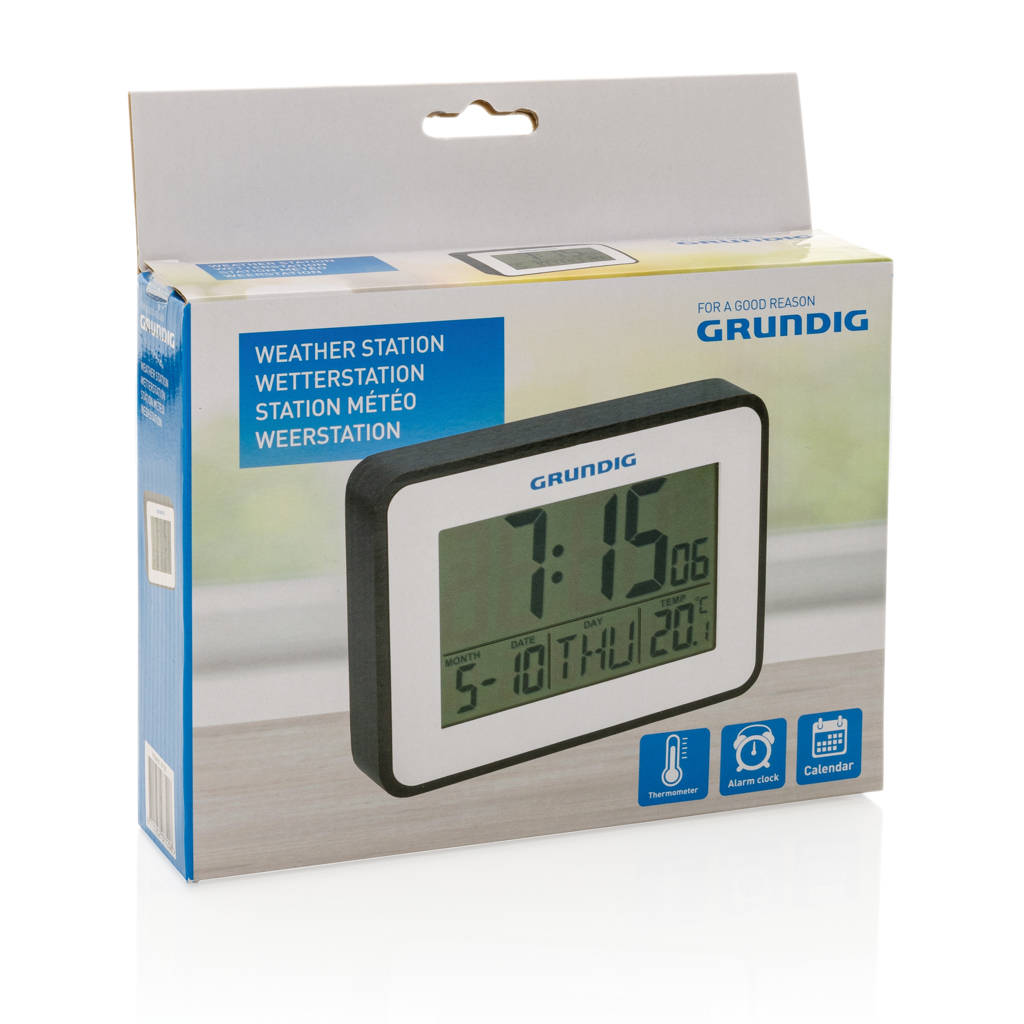 Digitales Thermometer, Wecker & Kalender Büro weiß Digitales Thermometer, Wecker & Kalender Büro weiß
