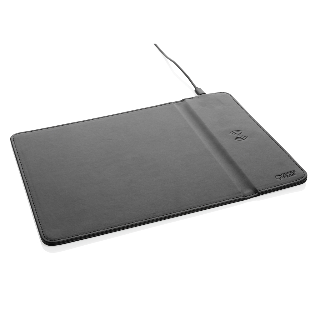 Swiss Peak Mauspad mit 10W Wireless-Charger, PU recycelt Swiss Peak Mauspad mit 10W Wireless-Charger, PU recycelt