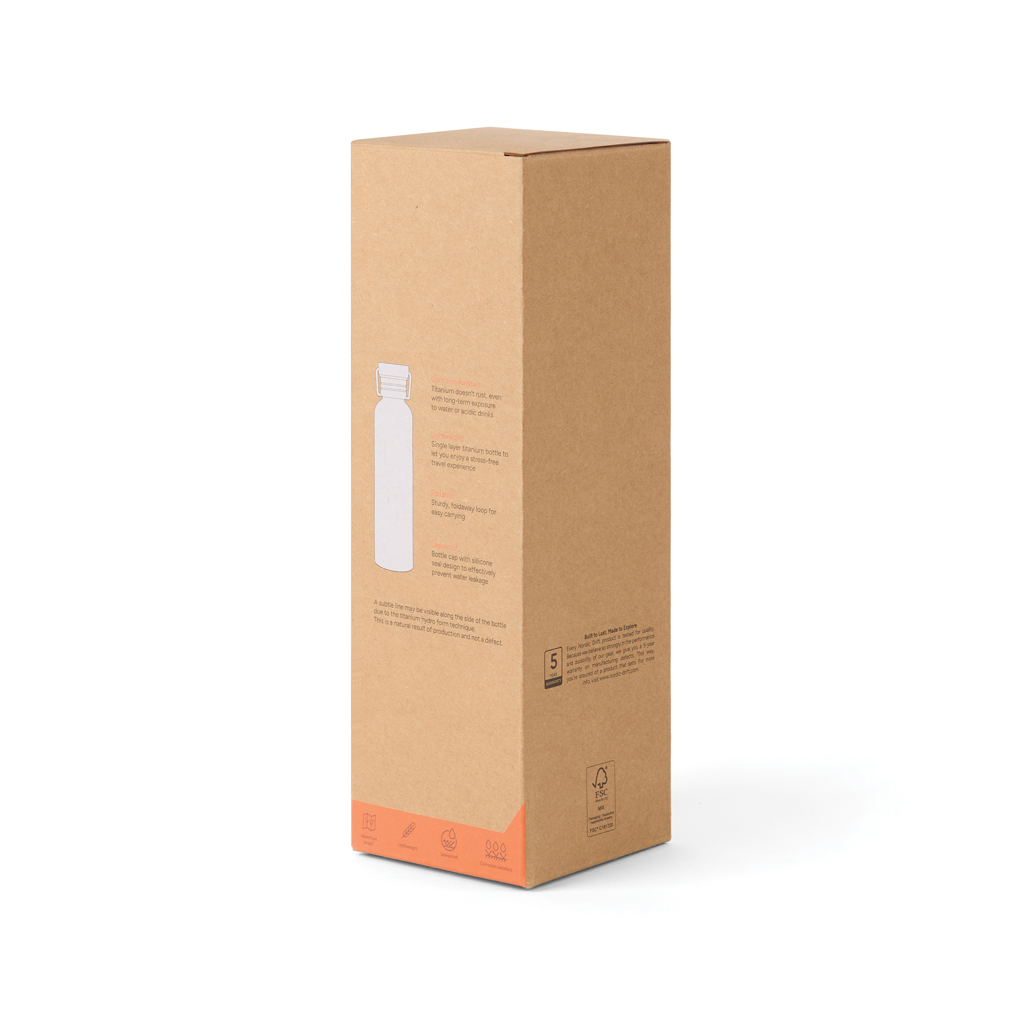 Nordic Drift Trail Titan-Wasserflasche 600 ml, ultraleicht, mit Lasergravur oder Tampondruck