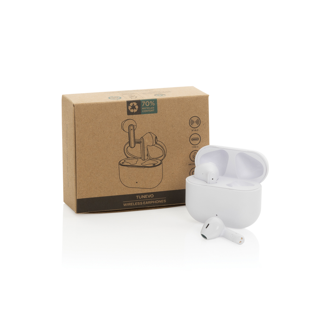 Tunevo kabellose Ohrhörer aus 70% recyceltem ABS mit Tampondruck