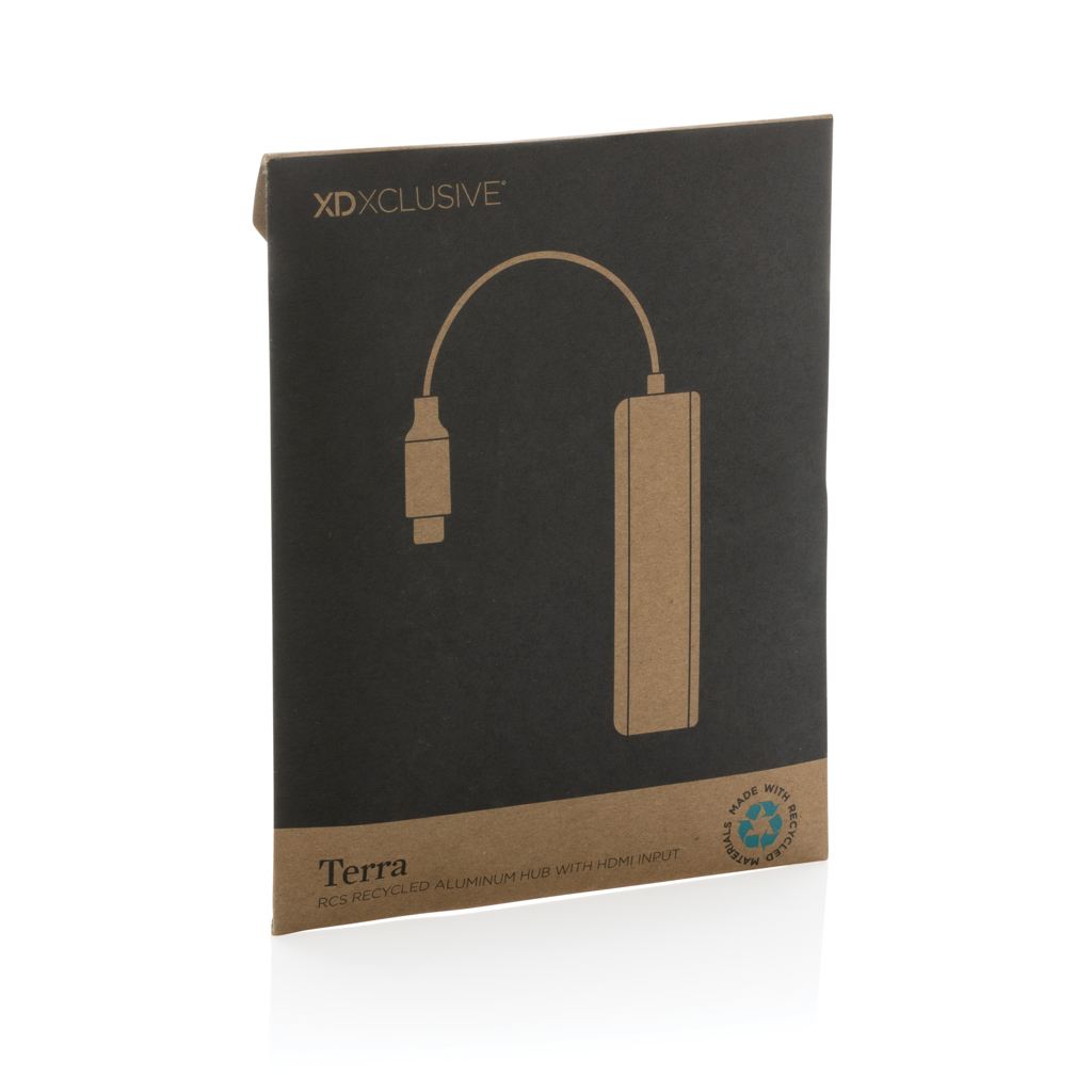 Terra Connect Hub aus recyceltem Aluminium – Innovatives Werbegeschenk mit Logo