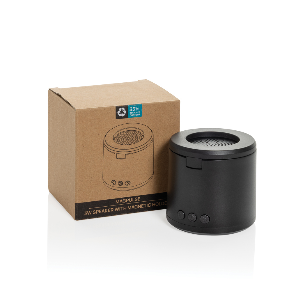 XD Collection Magpulse 3W Bluetooth-Lautsprecher aus RCS-recyceltem ABS mit Magnethalter