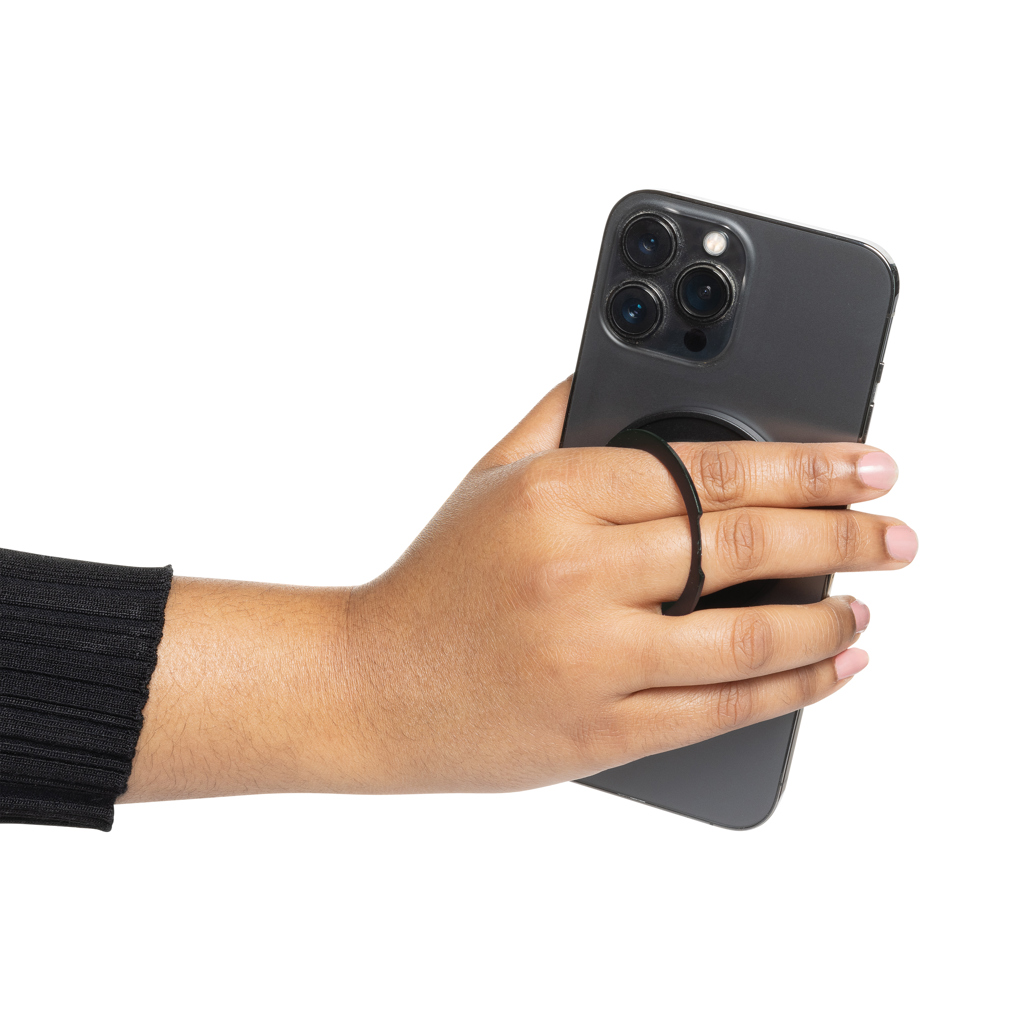 RCS-zertifizierter Magnet-Handyhalter mit Ring – grau RCS-zertifizierter Magnet-Handyhalter mit Ring – grau