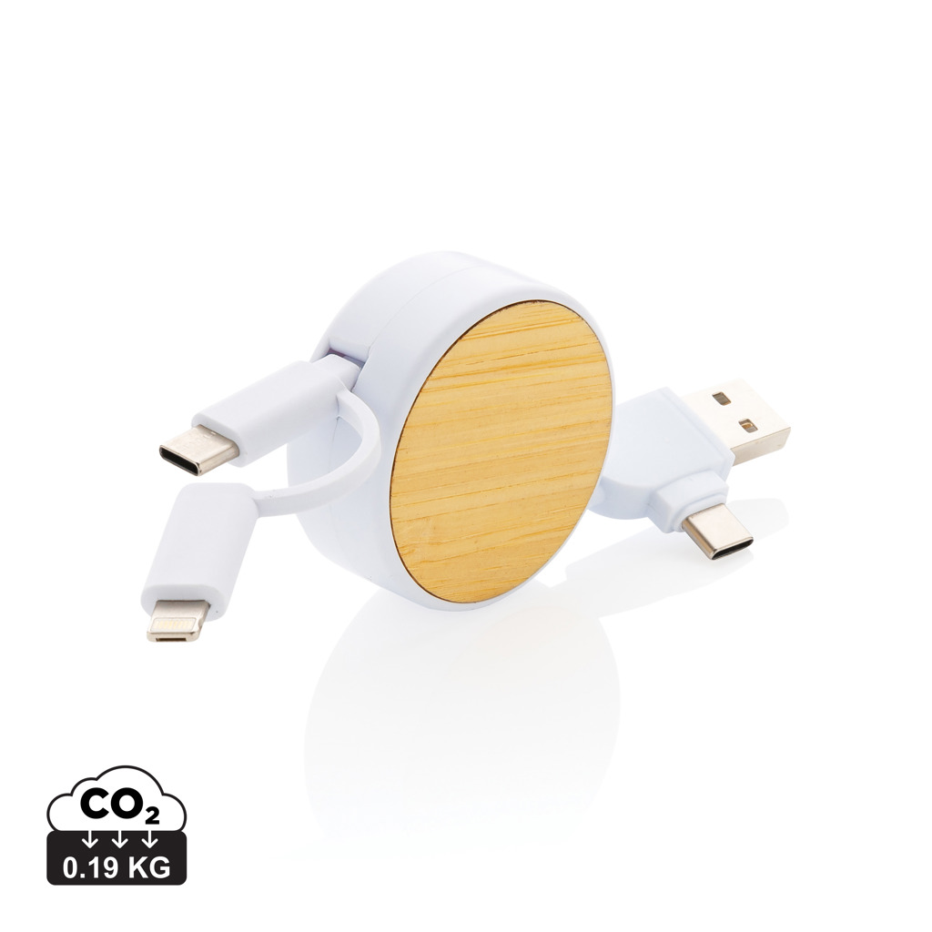 Ontario Multikabel 6-in-1 FSC-Bambus – Praktisches Werbegeschenk für Events Ontario Multikabel 6-in-1 FSC-Bambus – Praktisches Werbegeschenk für Events