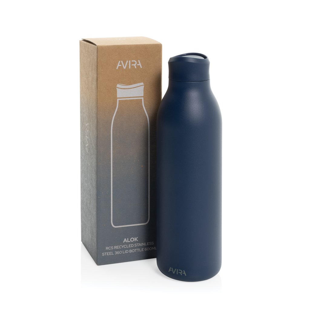 Avira Alok 360 Klick-Trinkflasche 600 ml aus RCS-zertifiziert recyceltem Edelstahl mit Logo bedruckbar