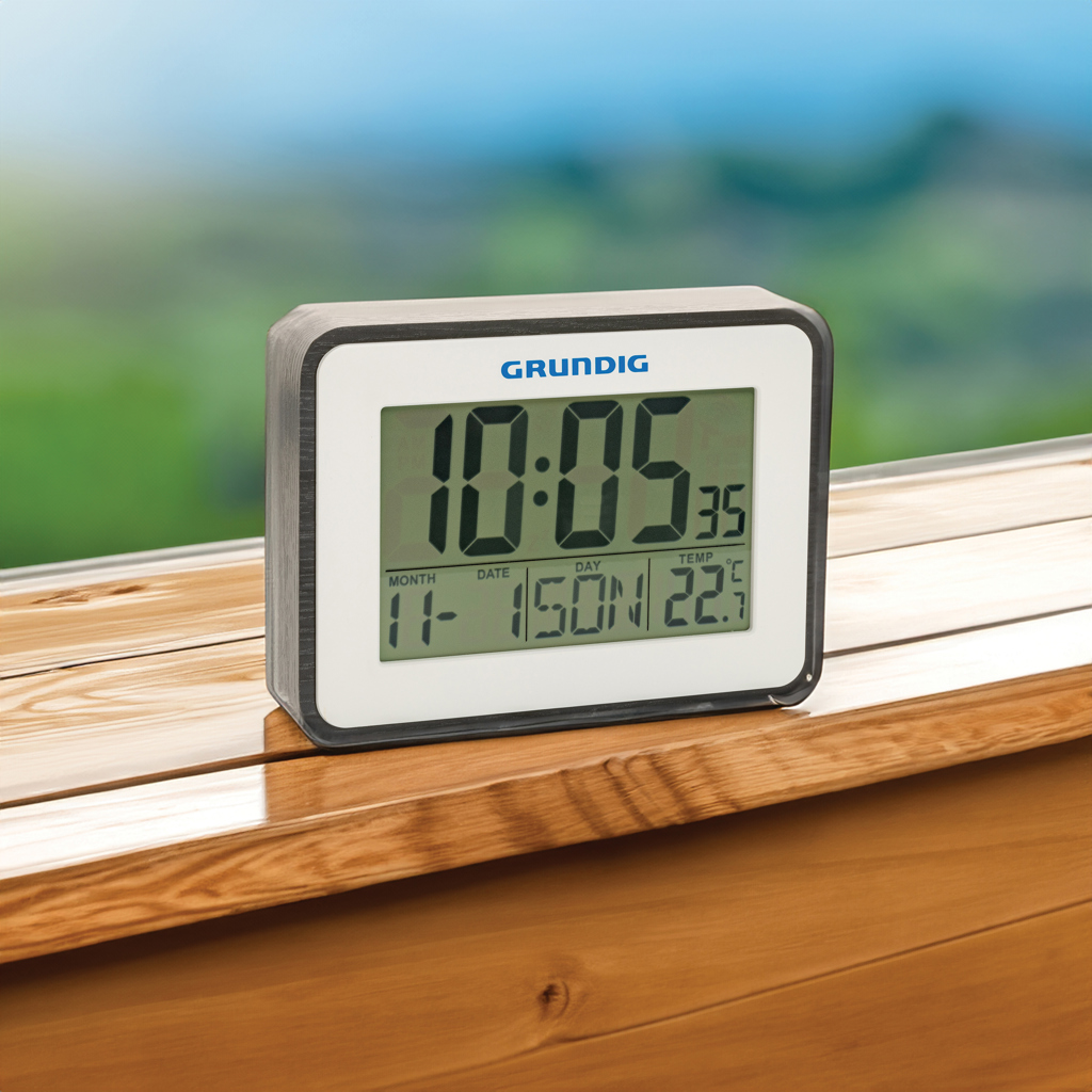 Digitales Thermometer, Wecker & Kalender Büro weiß Digitales Thermometer, Wecker & Kalender Büro weiß