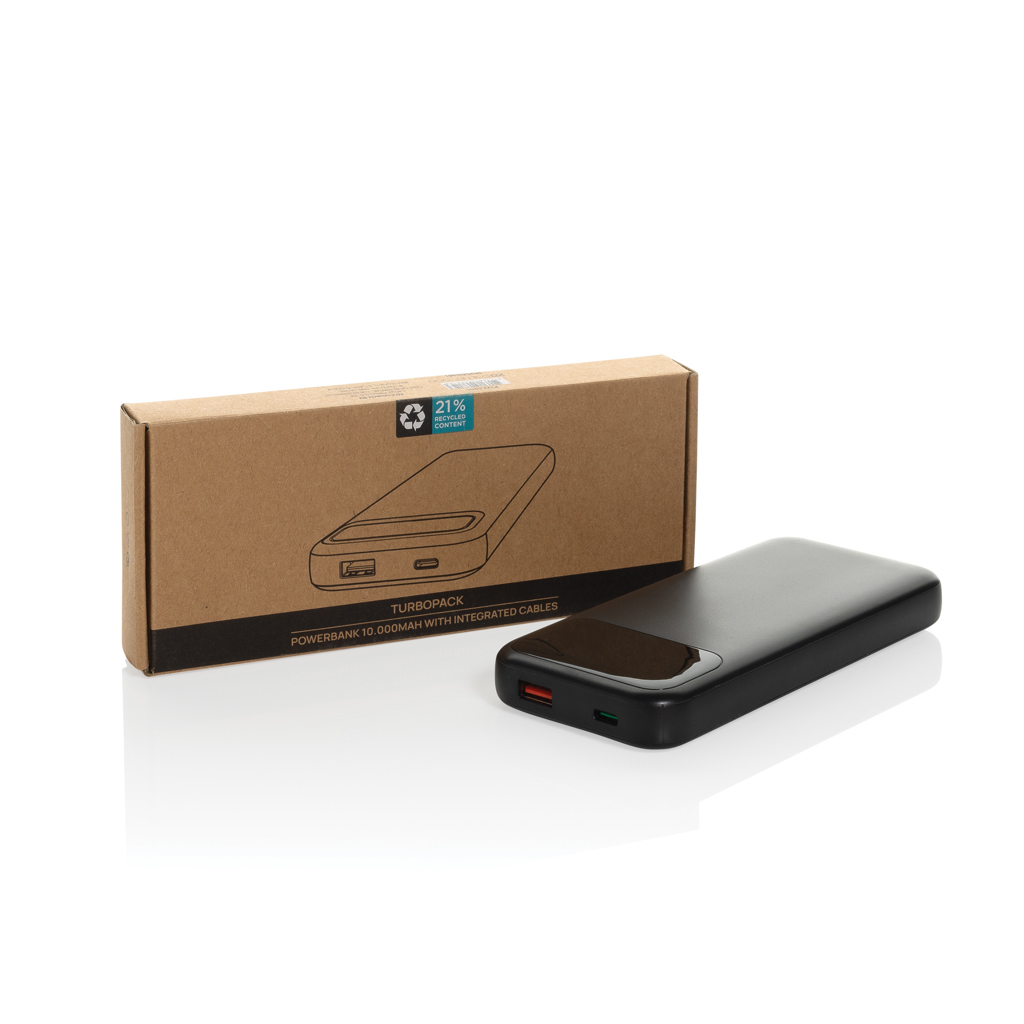 XD Collection Turbopack 10.000 mAh Powerbank rABS mit integrierten Kabeln