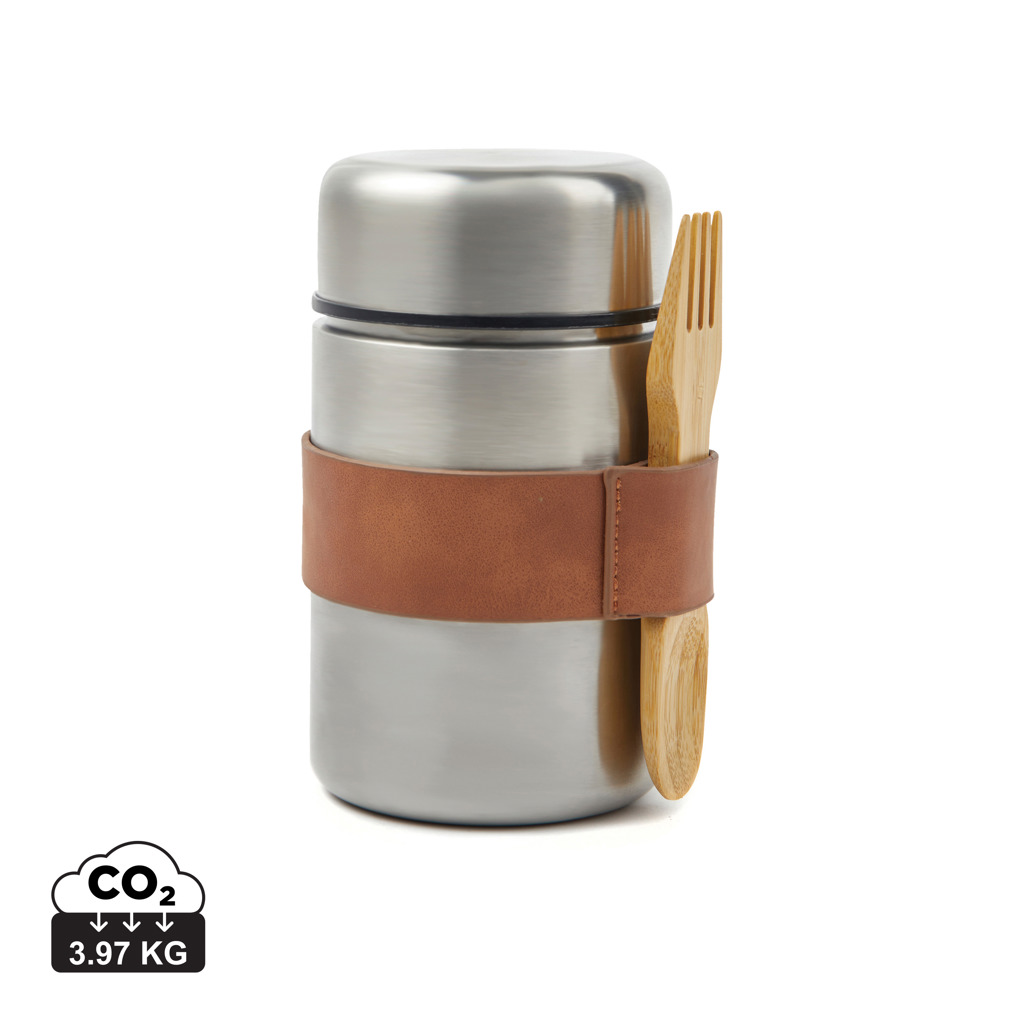 VINGA Miles Thermo-Lunchbox 500 ml aus Edelstahl mit Holzlöffel VINGA Miles Thermo-Lunchbox 500 ml aus Edelstahl mit Holzlöffel