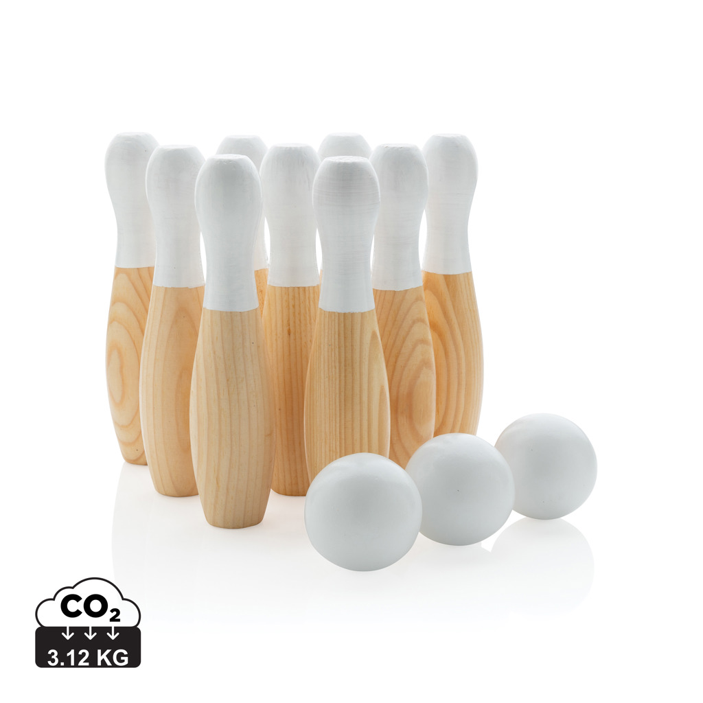 XD Collection Kegel-Set aus Kiefernholz mit Baumwollbeutel XD Collection Kegel-Set aus Kiefernholz mit Baumwollbeutel