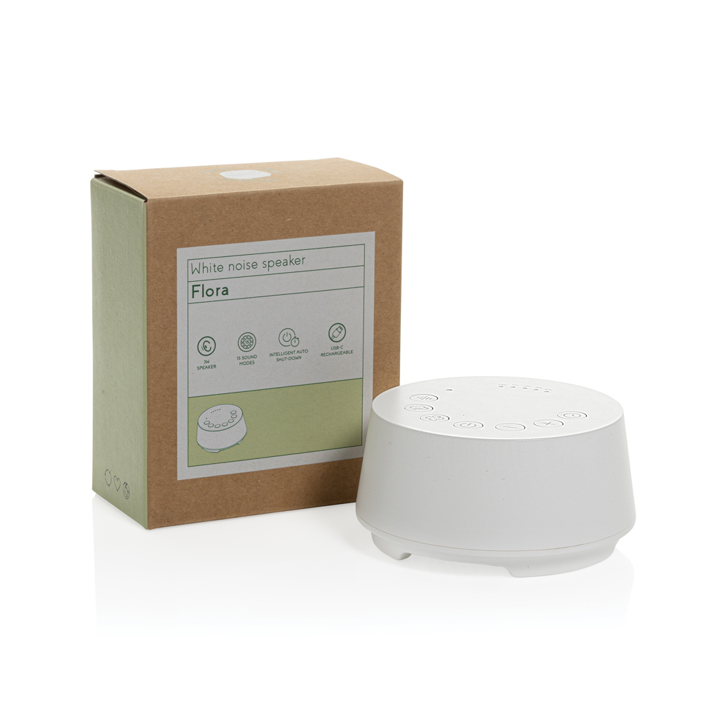 XD Collection Flora White-Noise-Lautsprecher mit 41 % Recyclinganteil, bedruckbar mit Logo XD Collection Flora White-Noise-Lautsprecher mit 41 % Recyclinganteil, bedruckbar mit Logo