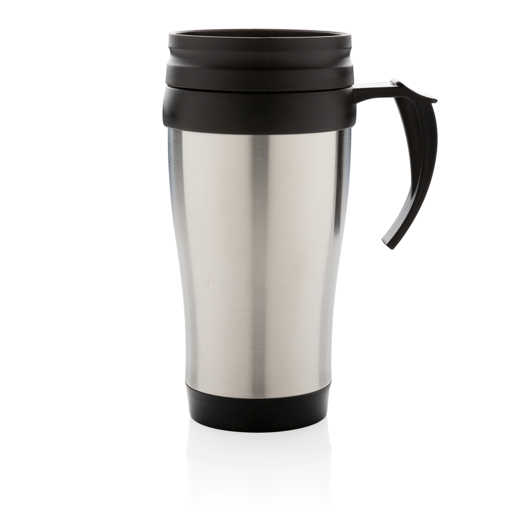 Edelstahlbecher 350 ml mit Schiebe-Deckel – silber