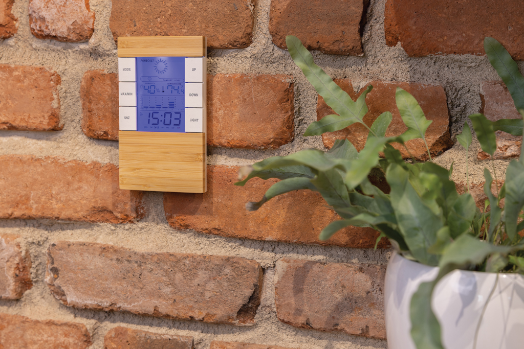 Wetterstation Utah aus RCS Kunststoff & Bambus – Innovatives Werbegeschenk für Events Wetterstation Utah aus RCS Kunststoff & Bambus – Innovatives Werbegeschenk für Events