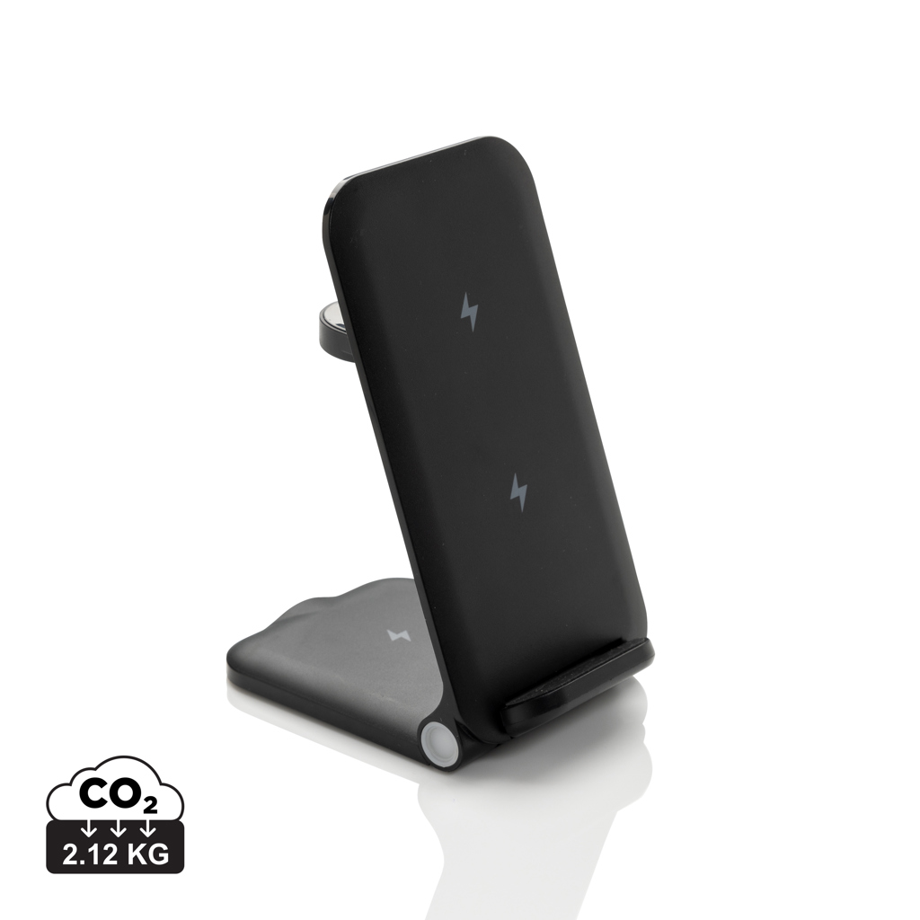 Powerpal 3-in-1 Wireless Charger 15 W aus RCS-recyceltem ABS, individualisierbar
