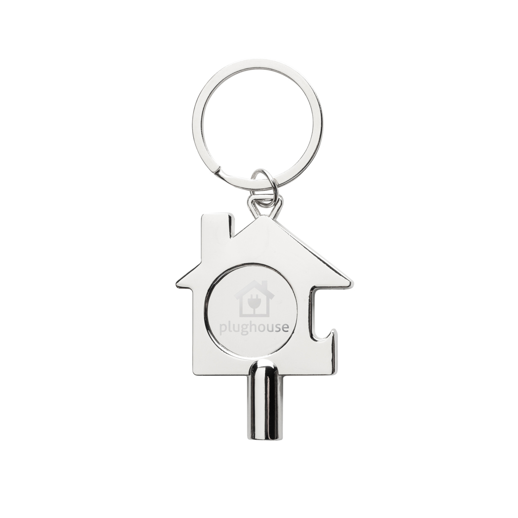 XD Collection 3-in-1 Schlüsselring aus recycelter Zinklegierung mit Lasergravur