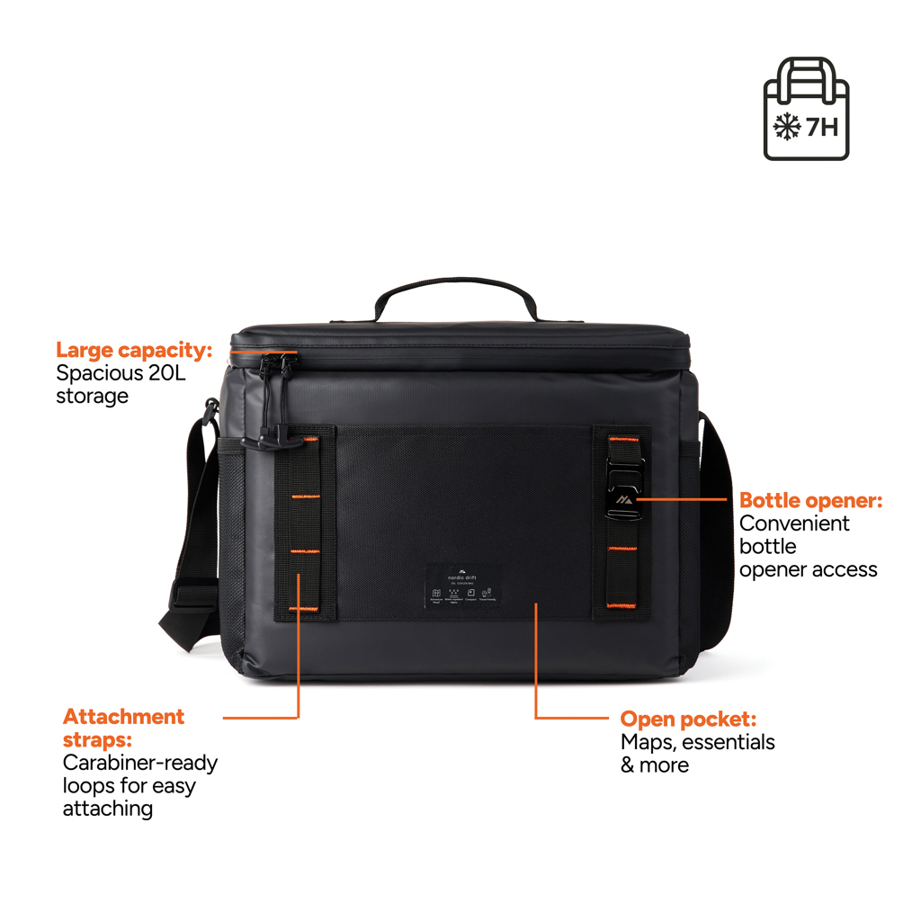 Nordic Drift Storm RCS Kühltasche 20 Liter, schwarz – bedruckbar mit Logo