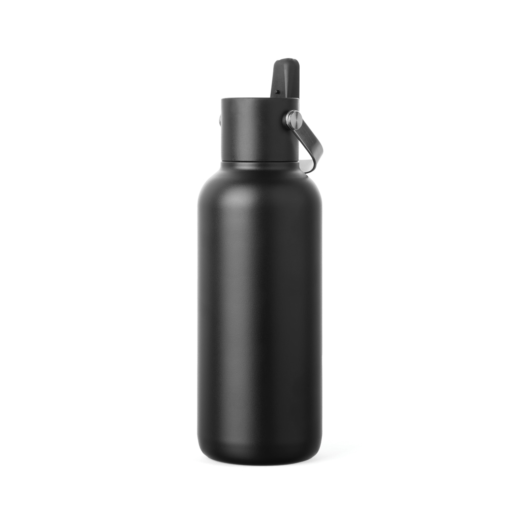 VINGA Cael Isolierflasche 600 ml mit Trinkhalm und Edelstahlgriff – mit Logo graviert oder bedruckt