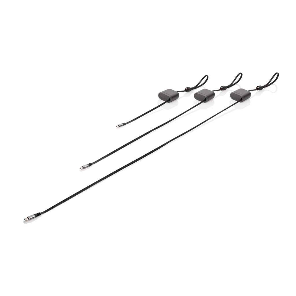 XD Xclusive Spira einziehbares USB-C-Ladekabel 100 W mit Logodruck