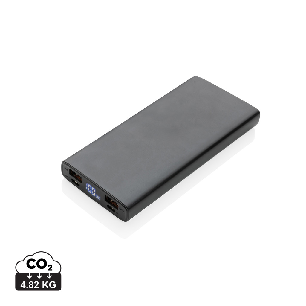 Powerbank 10.000 mAh 18W PD Aluminium, PVC-frei schwarz