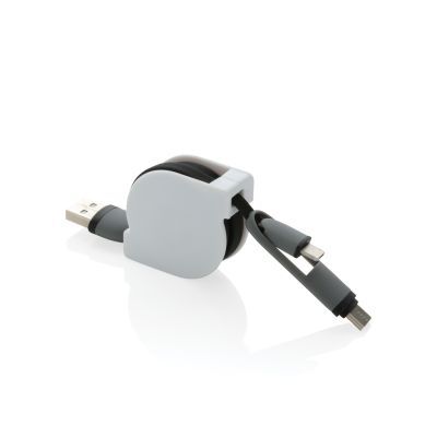 XD Collection 3-in-1 Ladekabel ausziehbar (USB-C, Lightning, Micro-USB) bedruckbar