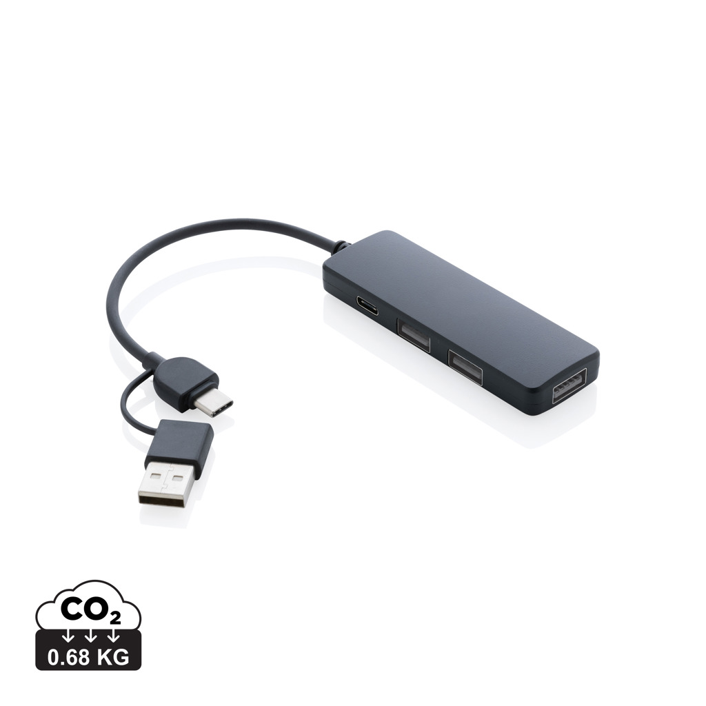 USB-Hub RCS Recycled ABS, dualer Input – Ideales Event-Giveaway mit Logo USB-Hub RCS Recycled ABS, dualer Input – Ideales Event-Giveaway mit Logo