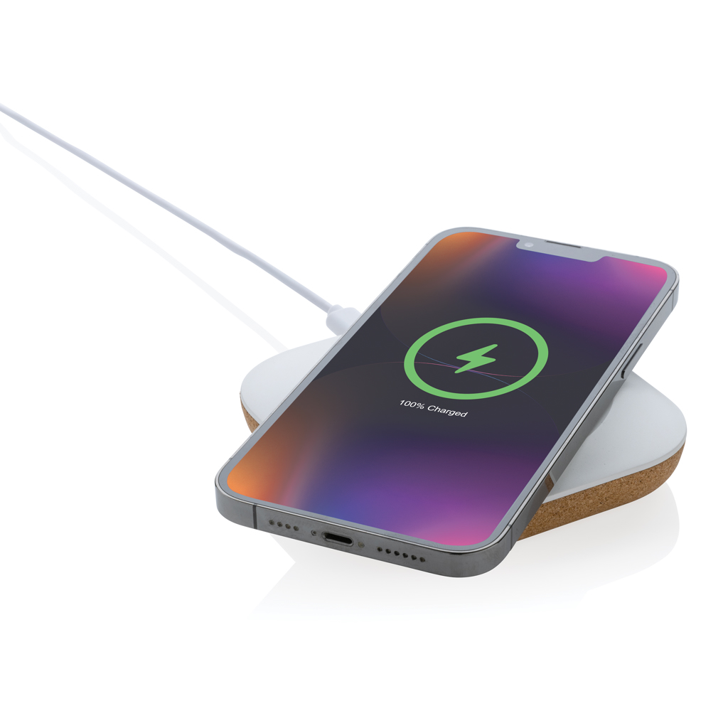 Oregon Wireless-Charger 10W aus FSC-Kork und recyceltem ABS, bedruckbar Oregon Wireless-Charger 10W aus FSC-Kork und recyceltem ABS, bedruckbar