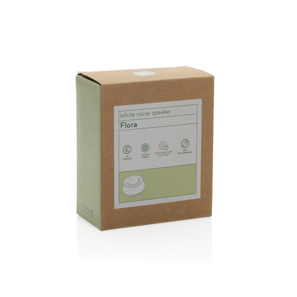 XD Collection Flora White-Noise-Lautsprecher mit 41 % Recyclinganteil, bedruckbar mit Logo