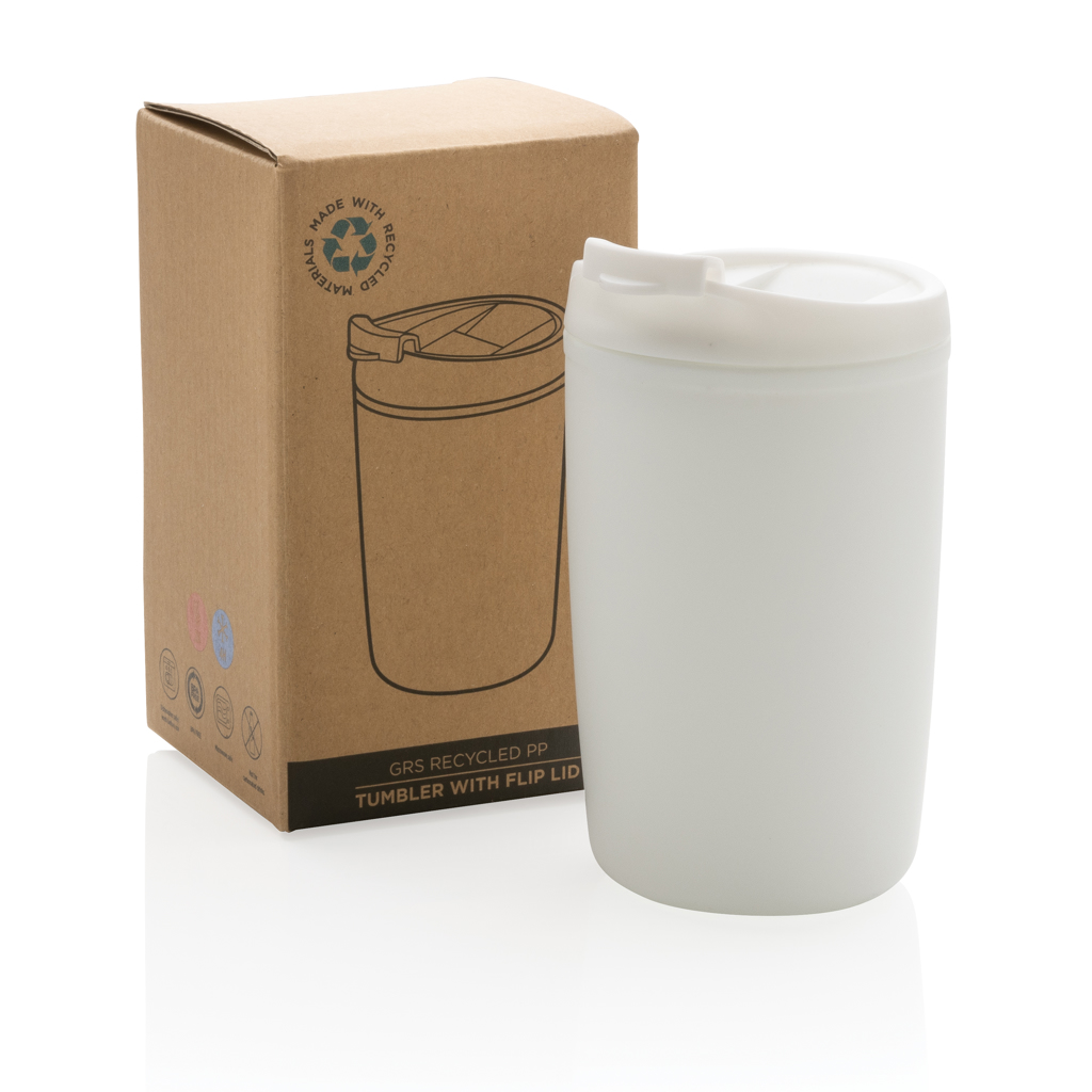 XD Collection GRS Recycling-PP-Becher mit Flip-Deckel, 300 ml XD Collection GRS Recycling-PP-Becher mit Flip-Deckel, 300 ml
